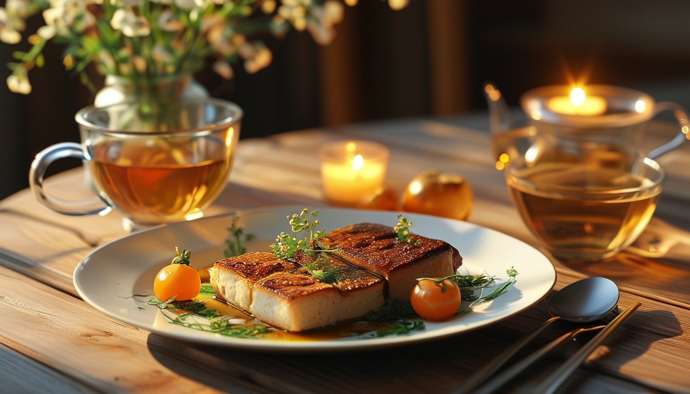 A light, comfortable evening meal with herbal tea